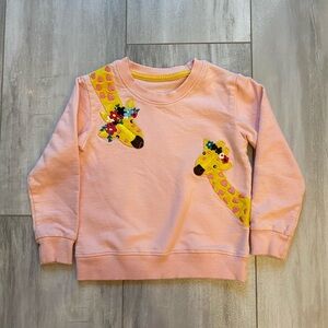 Amazon Light Melon Pink Sweatshirt with Giraffe Appliqués, toddler size 3-4